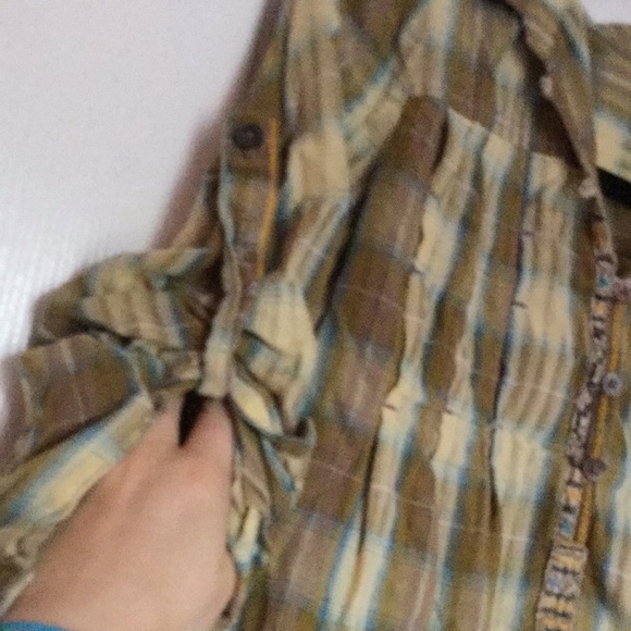 Free people plaid top shirt s 4 small stripe - Picture 4 of 5